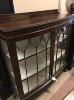 Lot 255A - MAHOGANY BOW FRONT DISPLAY CABINET AND A...