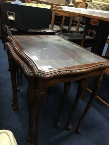 Lot 328 - TWO MAHOGANY NESTS OF TABLES AND A WINE TABLE