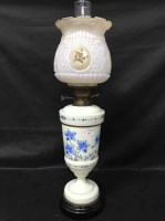 Lot 345 - VICTORIAN OPAQUE GLASS OIL LAMP