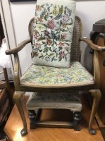 Lot 430 - THREE UPHOLSTERED FOOT STOOLS along with a...