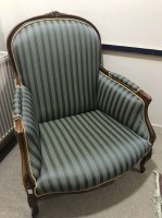 Lot 437 - REPRODUCTION UPHOLSTERED ARMCHAIR