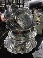 Lot 443 - SILVER PLATED SALVER and other silver plated...
