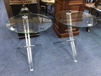 Lot 447 - PAIR OF GLASS OCCASIONAL TABLES