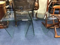 Lot 454 - PAIR OF GLASS OCCASIONAL TABLES
