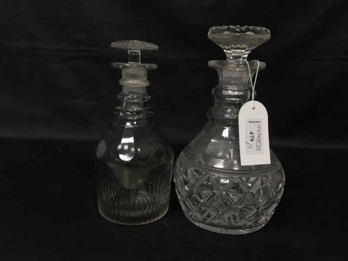 Lot 479 - PAIR OF VICTORIAN GLASS DECANTERS with...