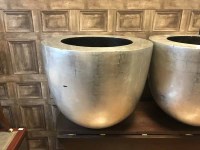 Lot 488 - PAIR OF MODERN LARGE SILVERED PLANTERS