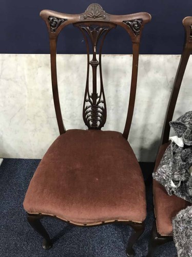 Lot 491 - PAIR OF MAHOGANY SPINE BACK BEDROOM CHAIRS...