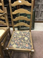 Lot 563 - SET OF FOUR LADDER BACK DINING CHAIRS