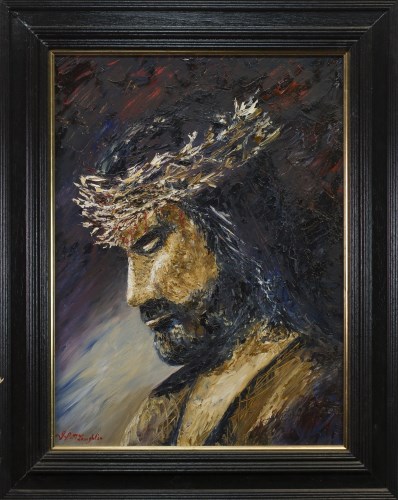 Lot 64 - * J P MCLAUGHLIN, CROWN OF THORNS oil on...