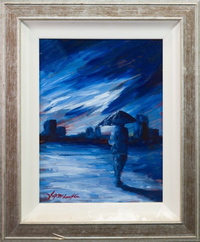 Lot 65 - * J P MCLAUGHLIN, IN THE CITY oil on canvas,...