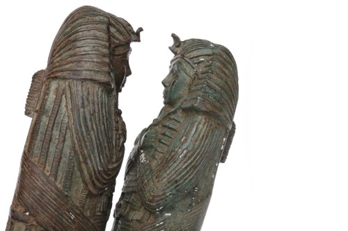 Lot 1698 - PAIR OF 20TH CENTURY CAST METAL EGYPTIAN STYLE...