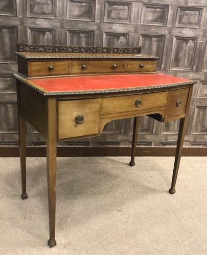 Lot 1708 - MAHOGANY BOW FRONT WRITING DESK OF GEORGE III...