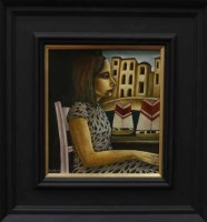 Lot 2261 - * IAN MCWHINNIE, GIRL AT THE WINDOW oil on...