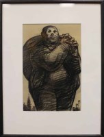 Lot 2286 - * PETER HOWSON OBE, BAG MAN conte on paper...