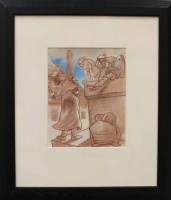 Lot 2290 - * PETER HOWSON OBE, DIRTY crayon on paper 29cm...