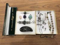 Lot 4 - COLLECTION OF SILVER AND COSTUME JEWELLERY...