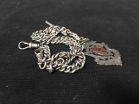 Lot 26 - SILVER DOUBLE ALBERT CHAIN with silver shield...