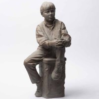 Lot 2308 - * WALTER AWLSON, BOY ON STOOL roughcast bisque...