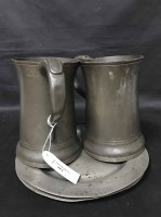 Lot 113 - TWO VICTORIAN PEWTER MUGS along with two...