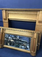 Lot 119 - SOLID OAK FIREPLACE SURROUND with over mantel...