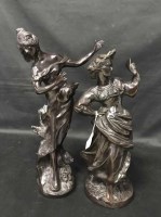 Lot 121 - TWO BRONZE FIGURES OF LADIES along with early...