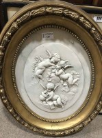 Lot 123 - OVAL CERAMIC WALL PLAQUE AFTER LEON BERTAUX of...
