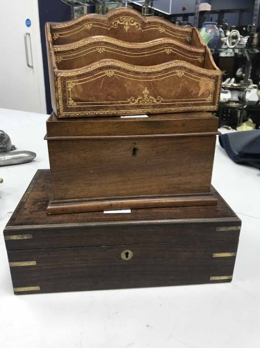 Lot 159 - MAHOGANY AND BRASS BOUND DEED BOX along with...