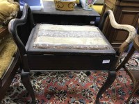 Lot 164A - WOODEN BLANKET CHEST, PARLOUR CHAIR AND STOOL (3)