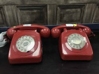Lot 171 - TWO RED PLASTIC TELEPHONE HANDSETS