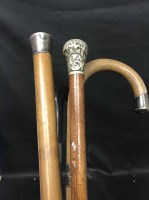 Lot 175 - FOUR WALKING STICKS with some silver mountings