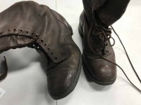 Lot 176 - WWI LEATHER RIDING BOOTS, STIRRUPS, HORSE BITS,...