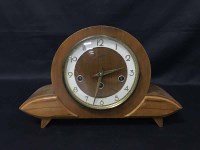 Lot 246 - ART DECO MANTEL CLOCK AND A FRAMED BLUE AND...