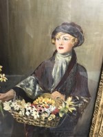 Lot 270 - A L FULTON WOMAN WITH BASKET OF FLOWERS oil on...