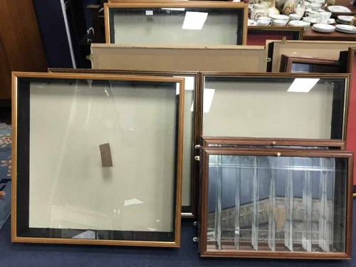 Lot 305 - FOUR LARGE WOOD AND GLAZED DISPLAY CABINETS