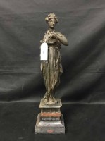 Lot 328 - 19TH CENTURY BRONZE FIGURE OF A MUSE on a...