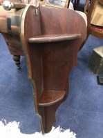 Lot 363 - TWO WOODEN CORNER SHELVES along with a wall...